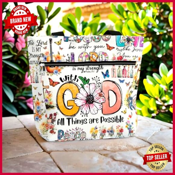 Large Waterproof Tote Bag with Zipper Pockets for Work Laptop - Picture 3 of 6